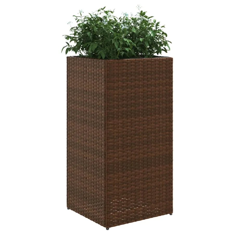 Jardinière marron 40x40x80 cm résine tressée - 4
