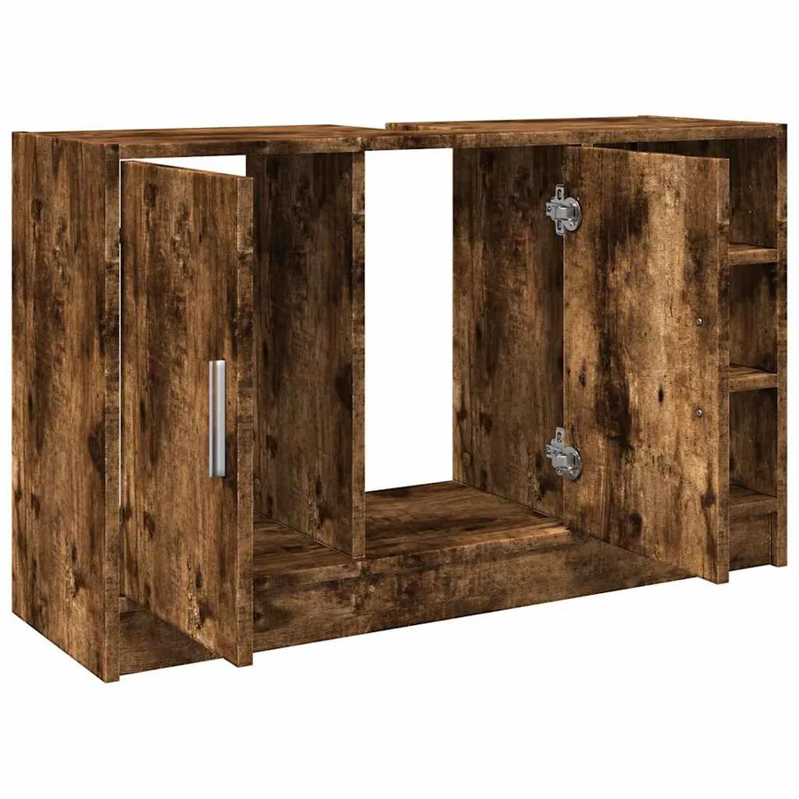 Armoire d'évier chêne fumé 90x29x55 cm bois d'ingénierie - 5