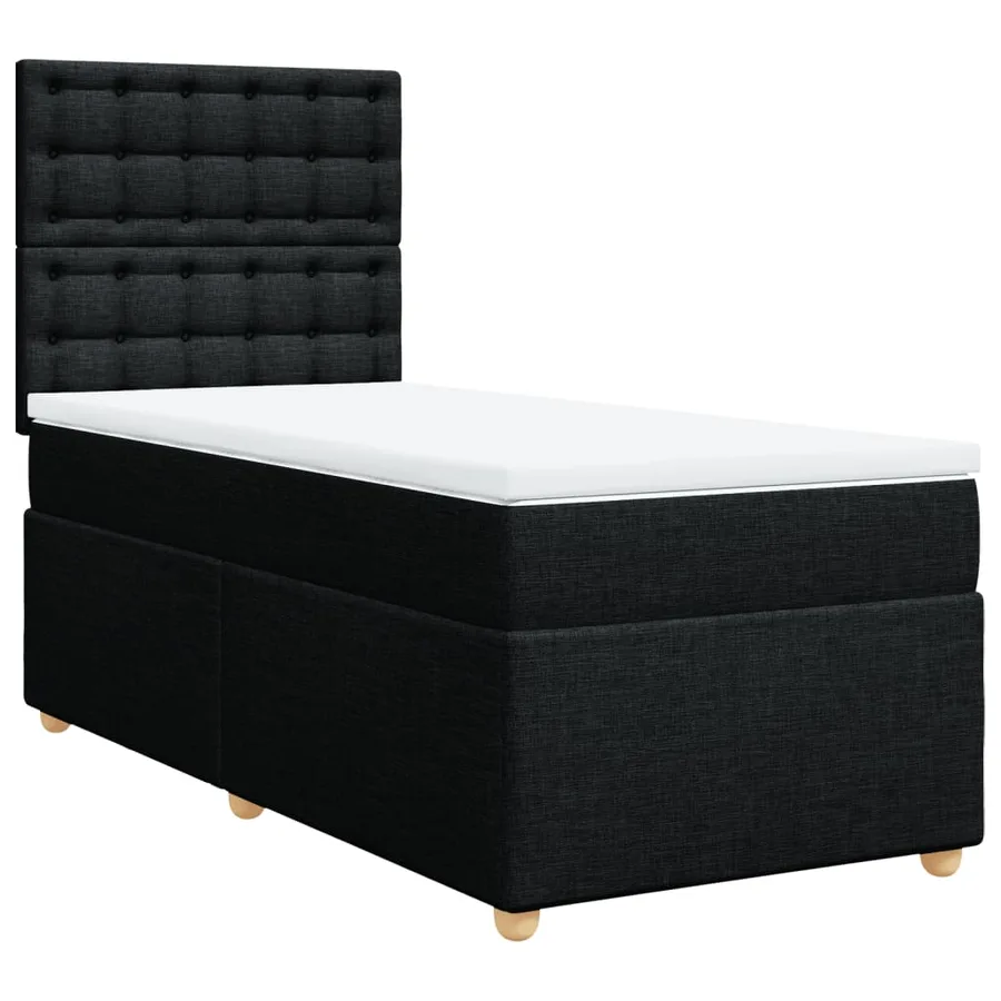 Sommier à lattes de lit et matelas Noir 80x200 cm Tissu - 2