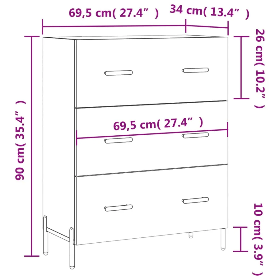 Buffet sonoma gris 69,5x34x90 cm bois d'ingénierie - 12