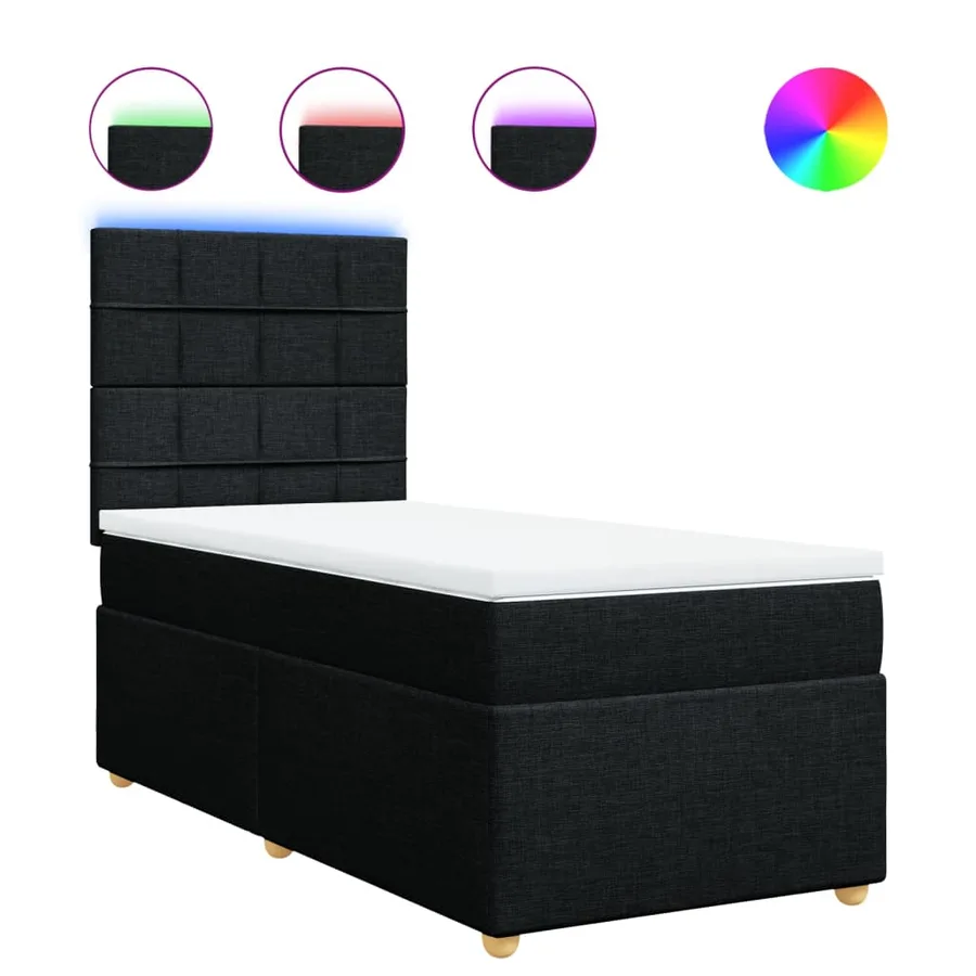 Sommier à lattes de lit et matelas Noir 80x200 cm Tissu - 2