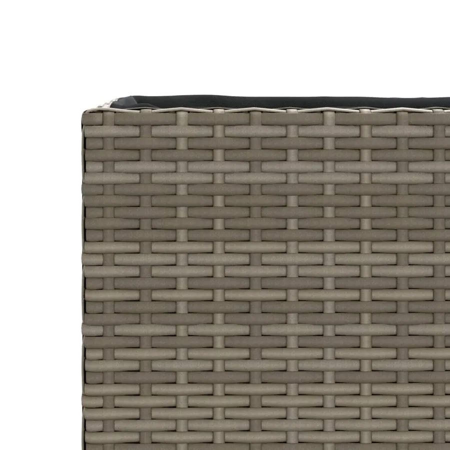 Jardinière avec 2 pots gris 90x20x40 cm résine tressée - 10