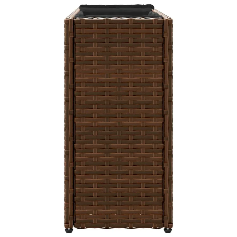 Jardinières avec 2 pots 2 pcs marron 90x20x40 cm résine tressée - 7