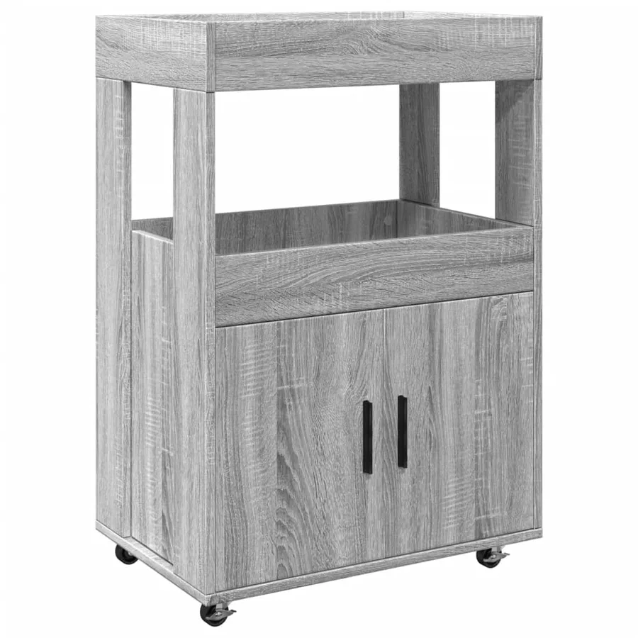 Chariot de bar sonoma gris 60x39,5x89 cm bois d'ingénierie - 2