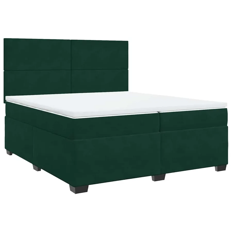 Sommier à lattes de lit et matelas Vert foncé 200x200cm Velours - 2
