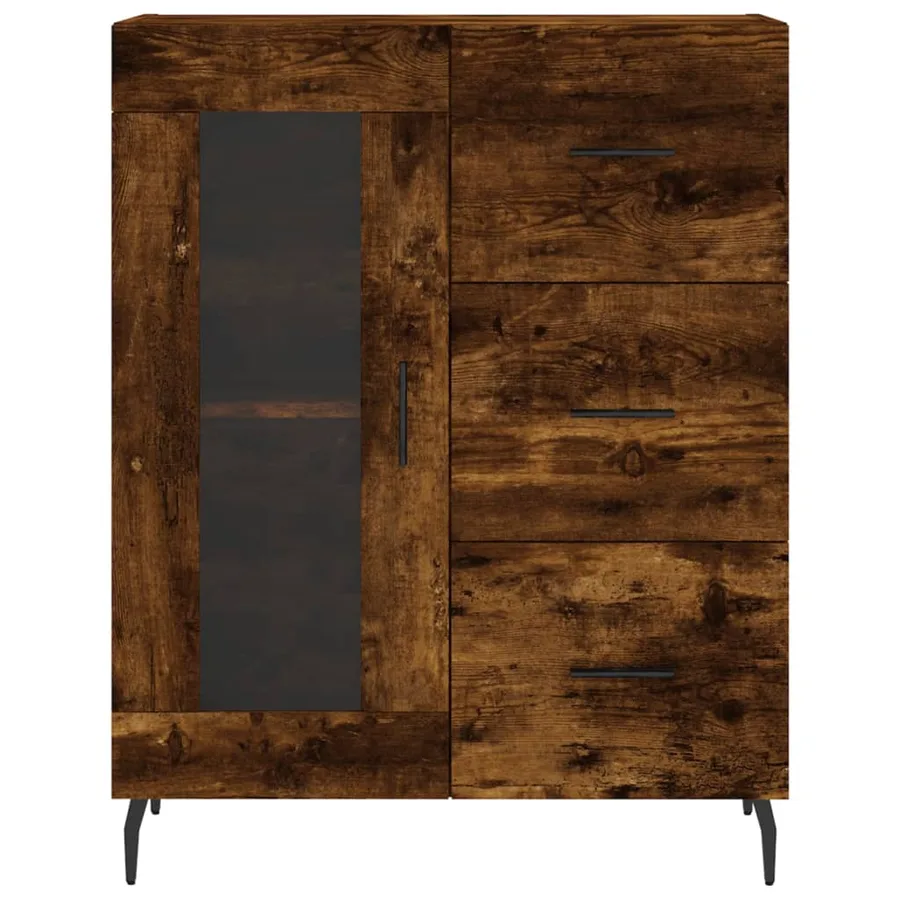 Buffet chêne fumé 69,5x34x90 cm bois d'ingénierie - 5