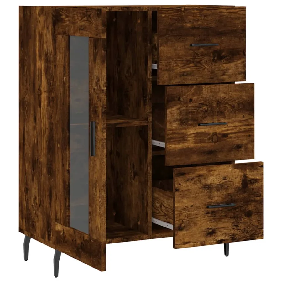 Buffet chêne fumé 69,5x34x90 cm bois d'ingénierie - 6