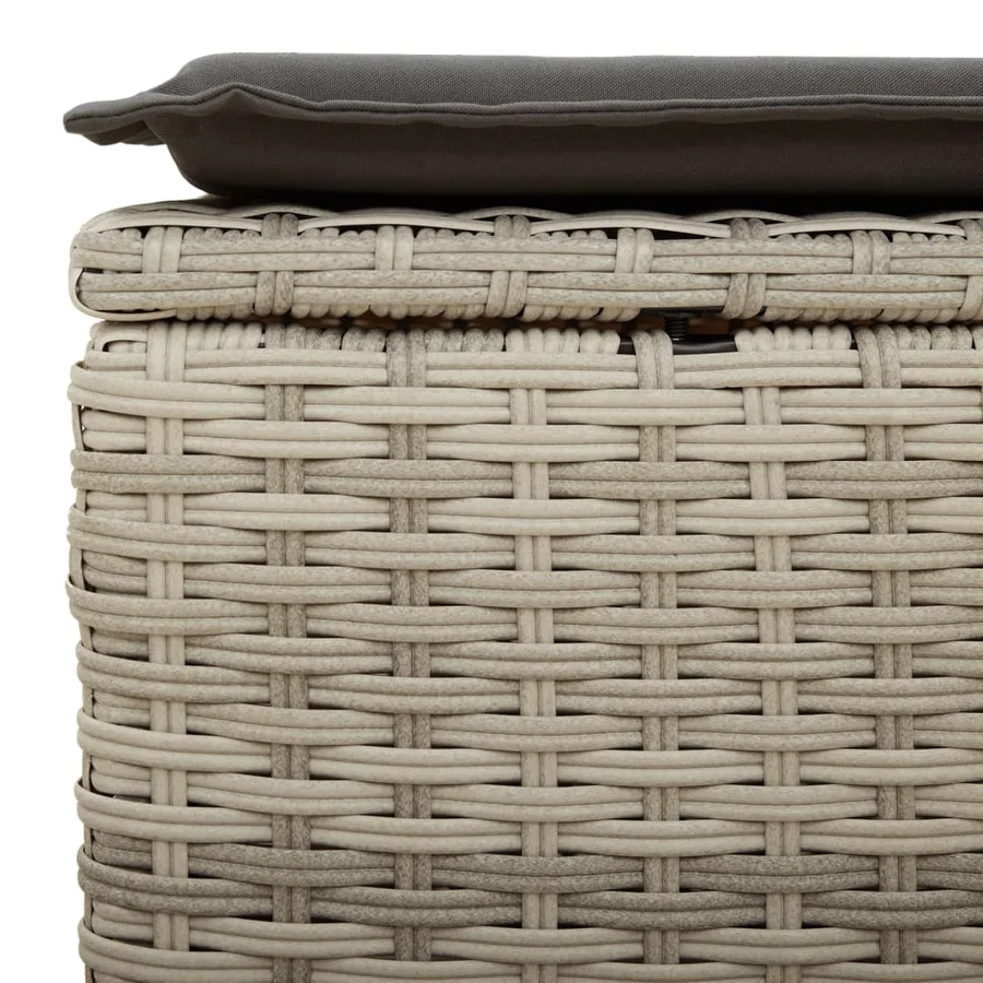 Tabouret de jardin coussin gris clair 55x55x37cm résine tressée - 5