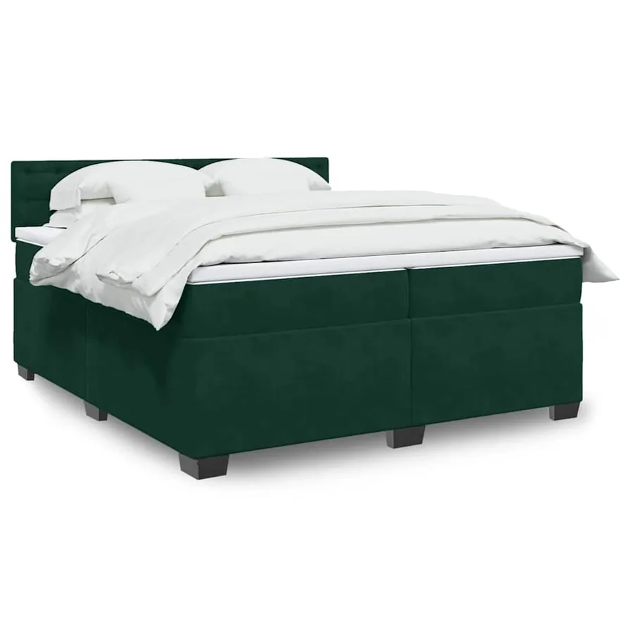 Sommier à lattes de lit et matelas Vert foncé 200x200cm Velours