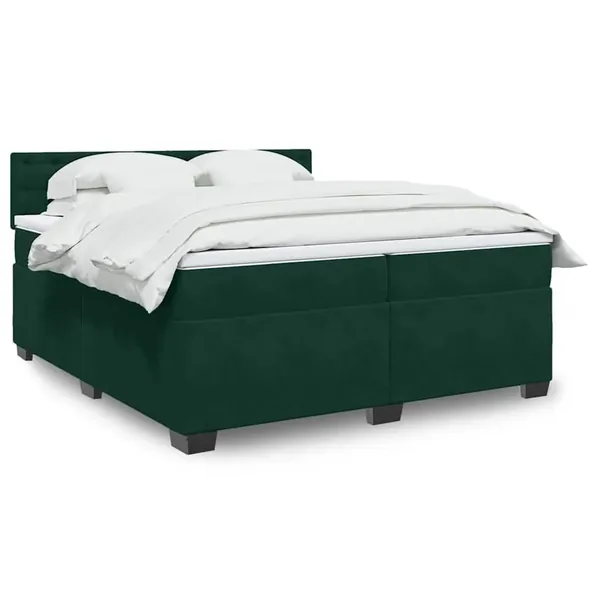 Sommier à lattes de lit et matelas Vert foncé 200x200cm Velours