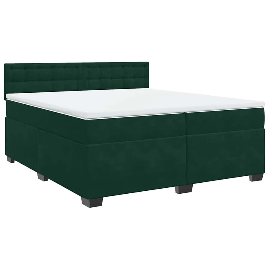 Sommier à lattes de lit et matelas Vert foncé 200x200cm Velours - 2