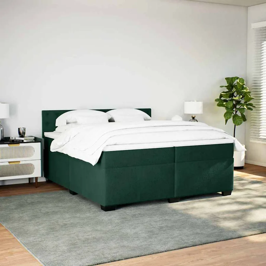 Sommier à lattes de lit et matelas Vert foncé 200x200cm Velours - 3