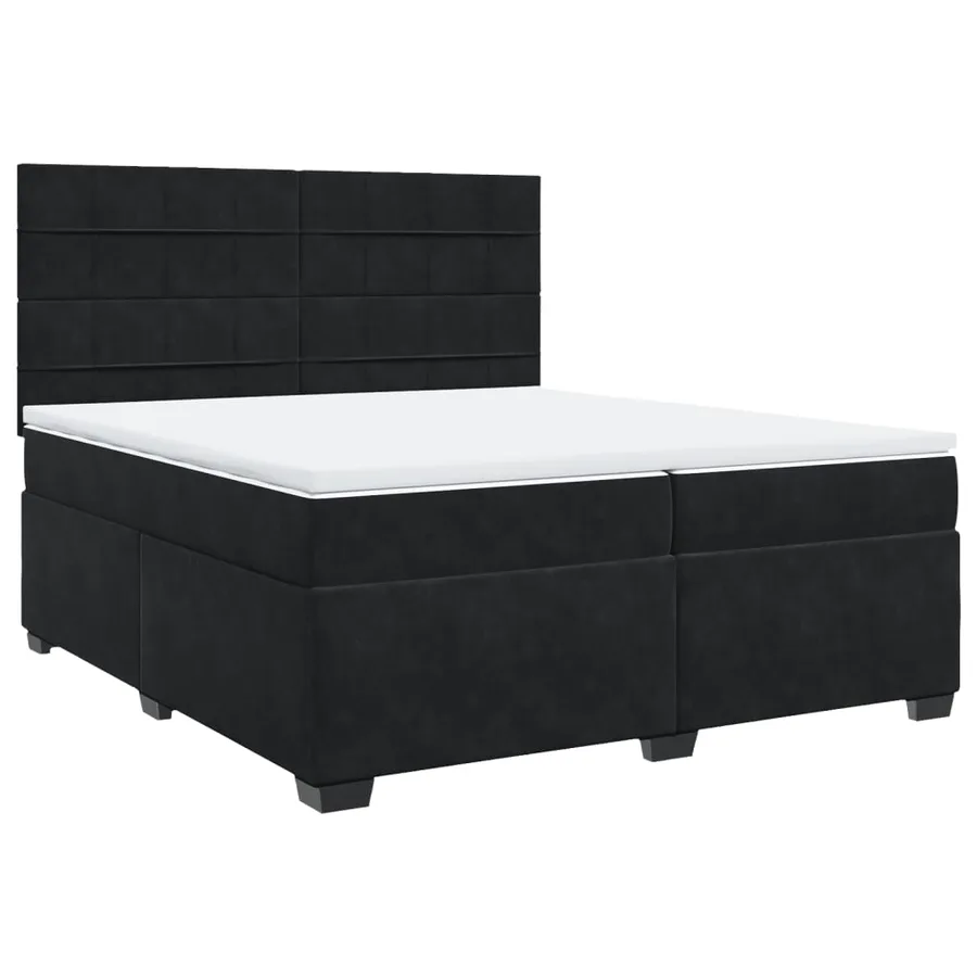 Sommier à lattes de lit et matelas Noir 200x200 cm Velours - 3