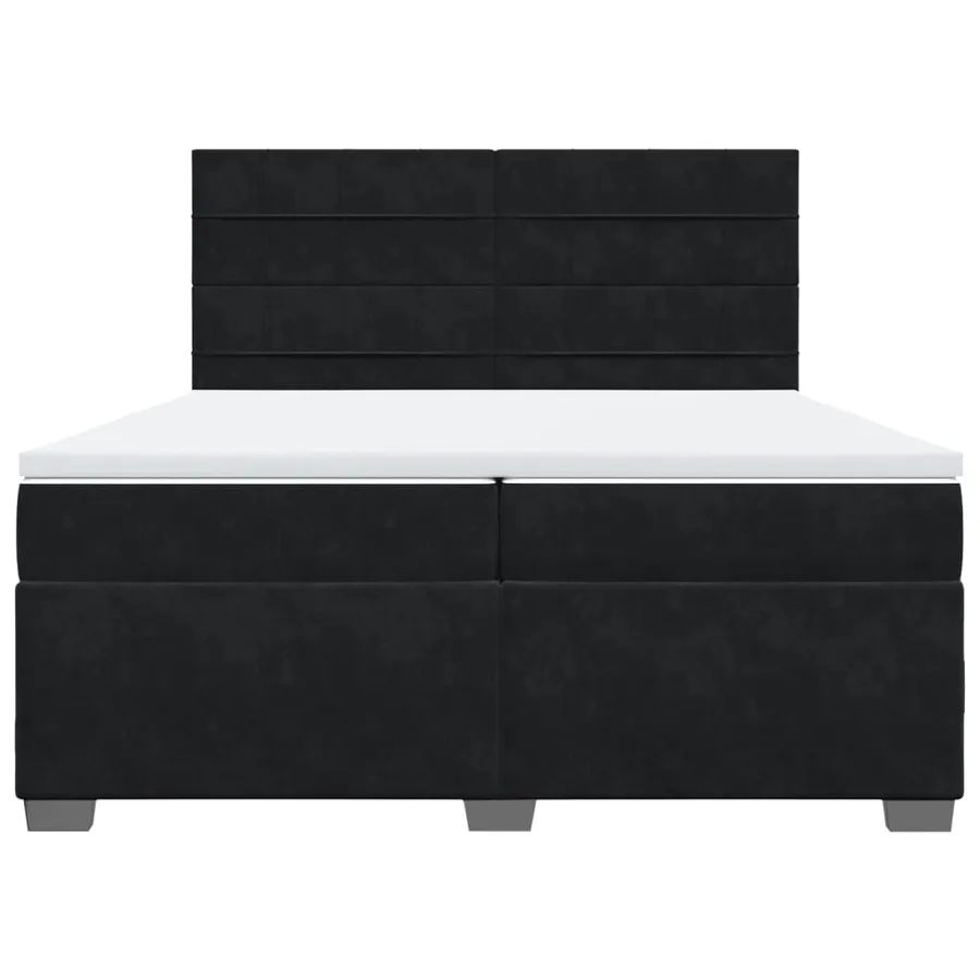 Sommier à lattes de lit et matelas Noir 200x200 cm Velours - 6