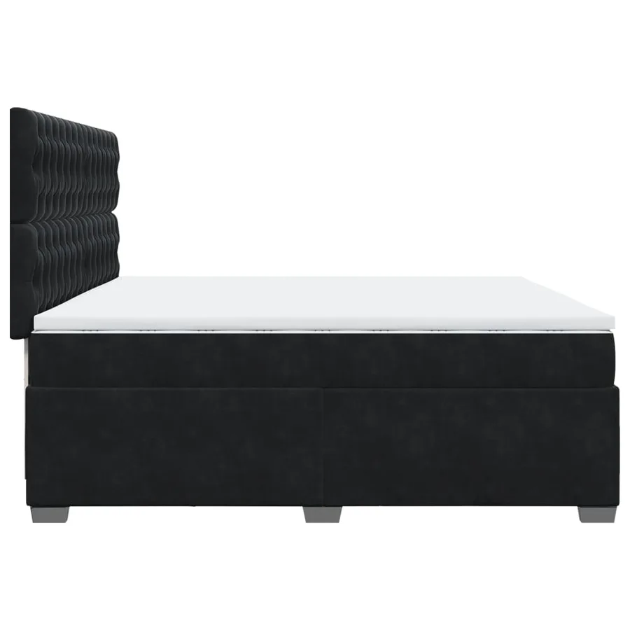 Sommier à lattes de lit et matelas Noir 200x200 cm Velours - 11