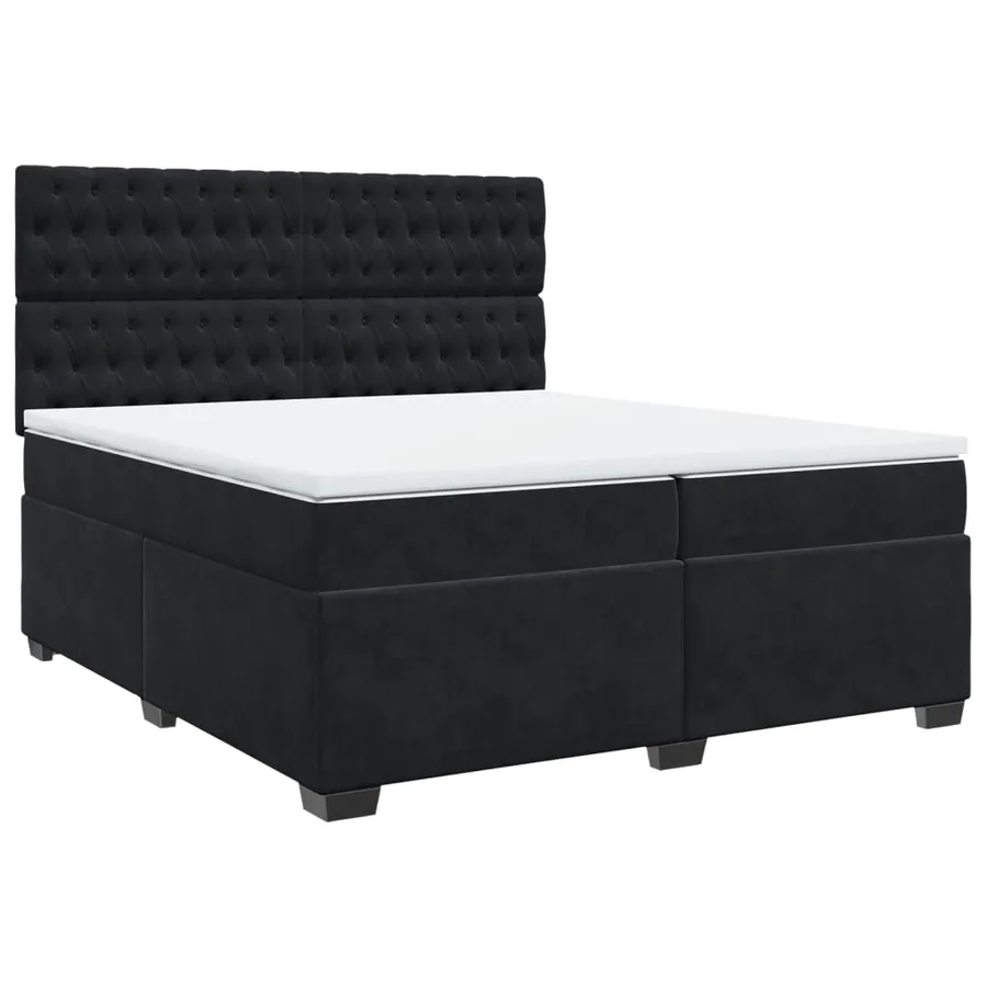 Sommier à lattes de lit et matelas Noir 200x200 cm Velours - 3