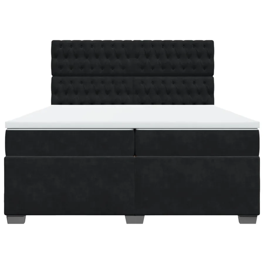 Sommier à lattes de lit et matelas Noir 200x200 cm Velours - 6