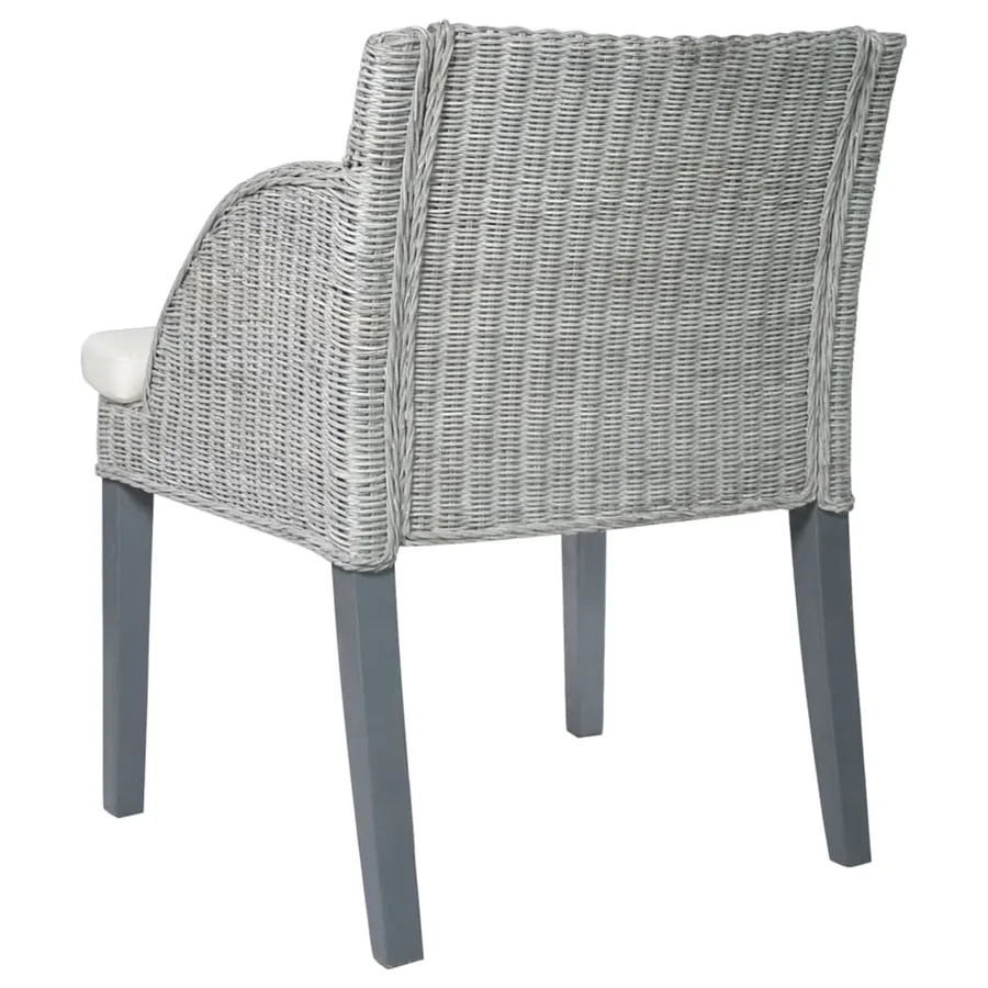 Chaise à manger avec coussin Gris Rotin naturel - 4