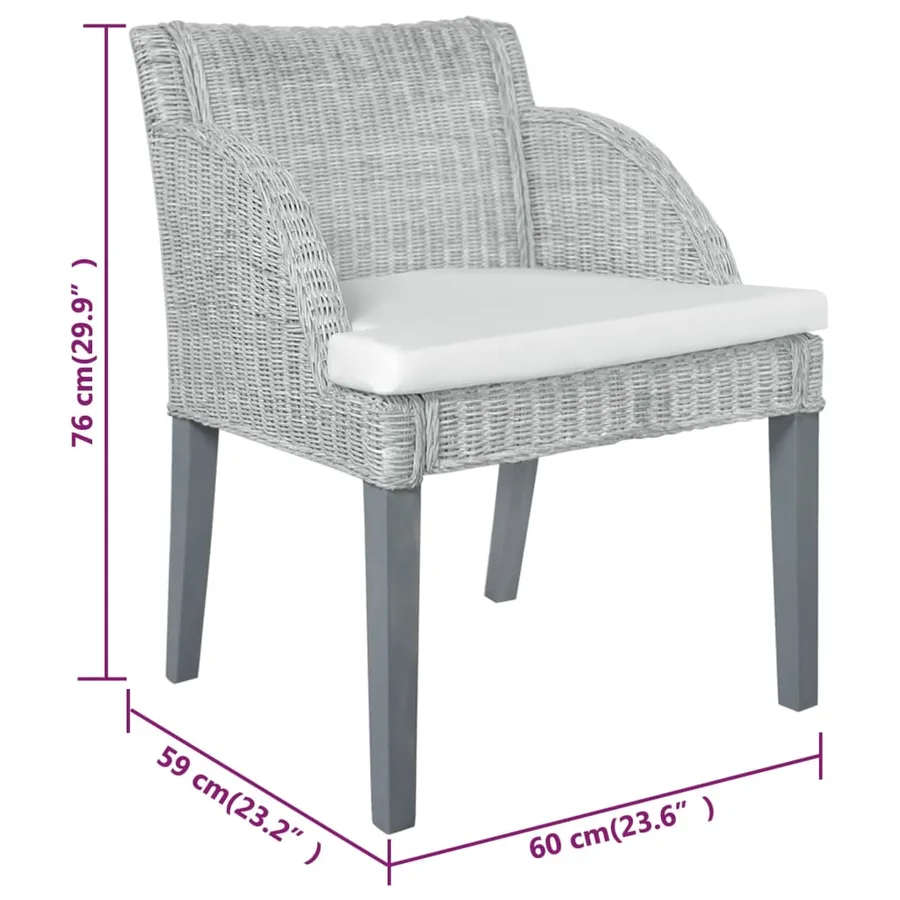Chaise à manger avec coussin Gris Rotin naturel - 6