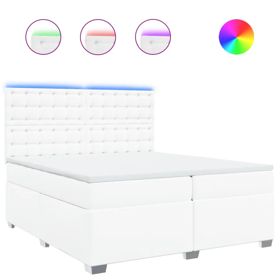 Sommier à lattes de lit avec matelas Blanc 200x200cm Similicuir - 2