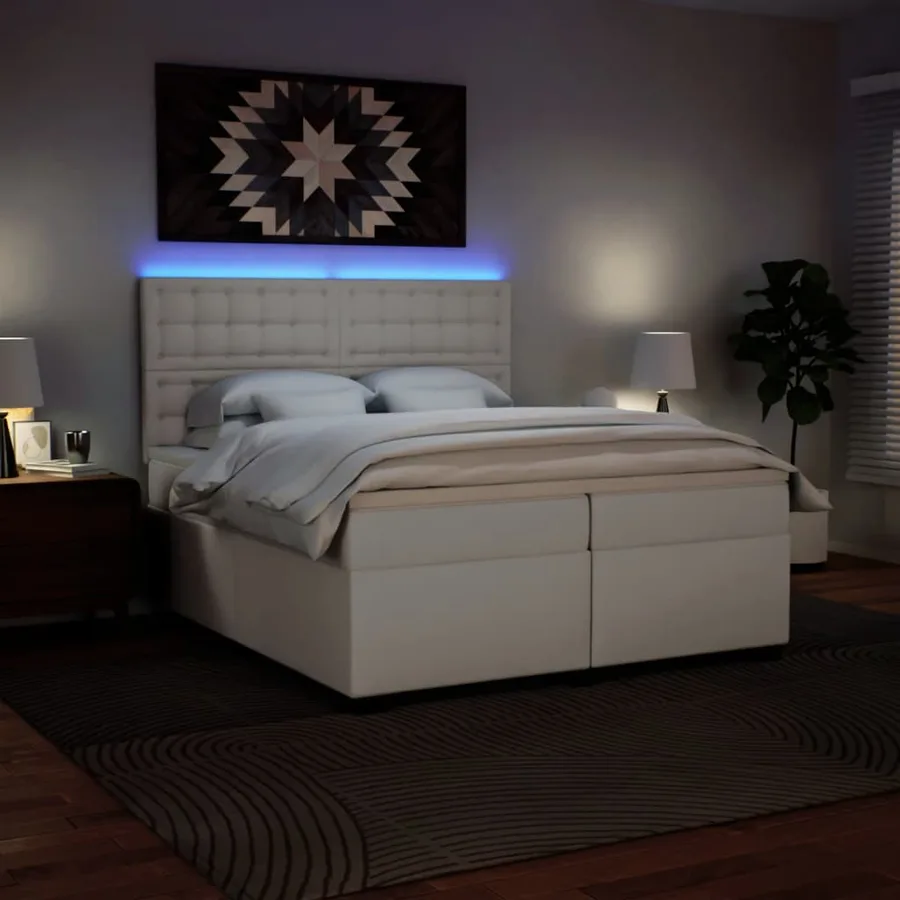 Sommier à lattes de lit avec matelas Blanc 200x200cm Similicuir - 5