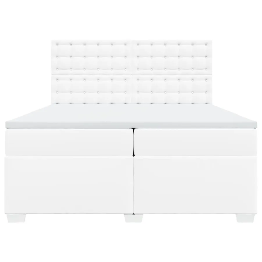 Sommier à lattes de lit avec matelas Blanc 200x200cm Similicuir - 6