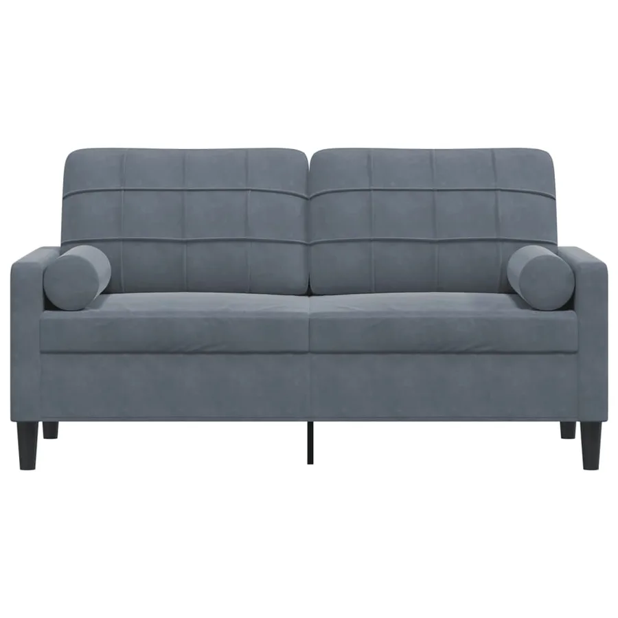 Canapé 2 places avec oreillers gris foncé 140 cm velours - 3