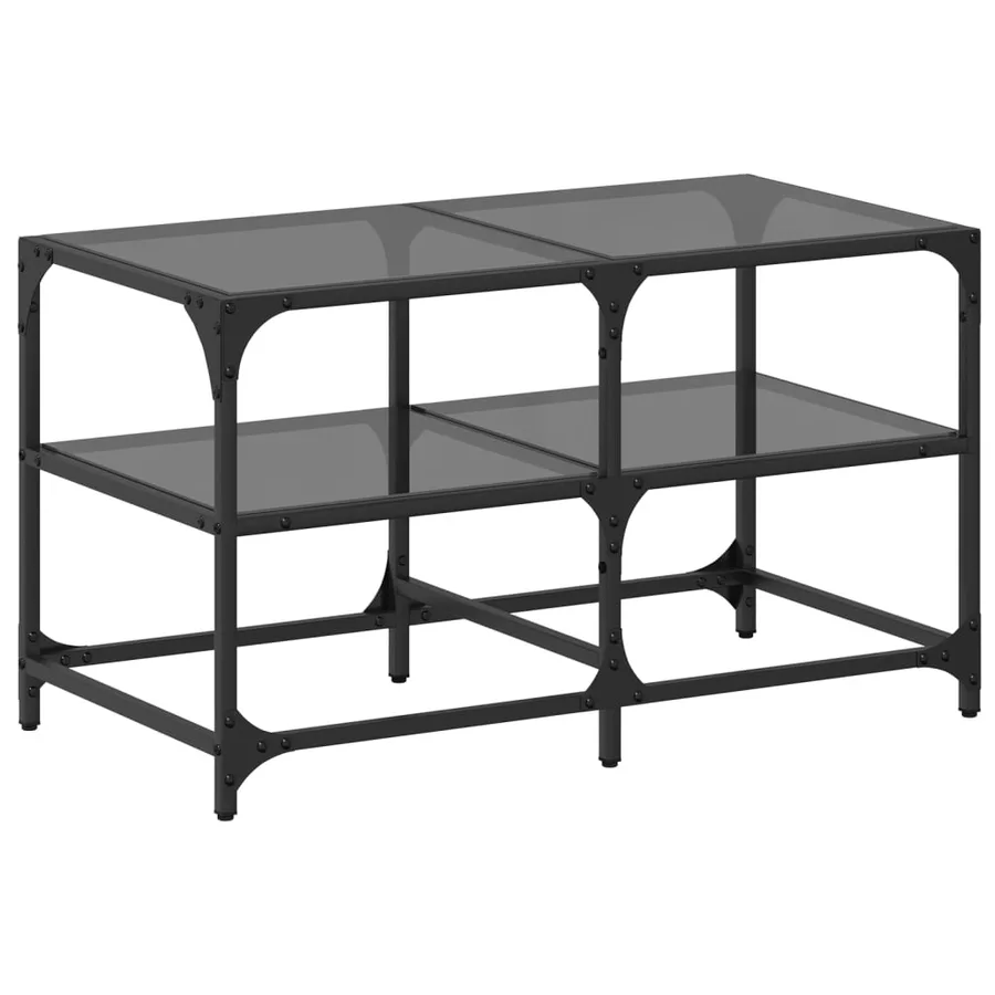 Table basse avec dessus en verre noir 78,5x40x45 cm acier - 2