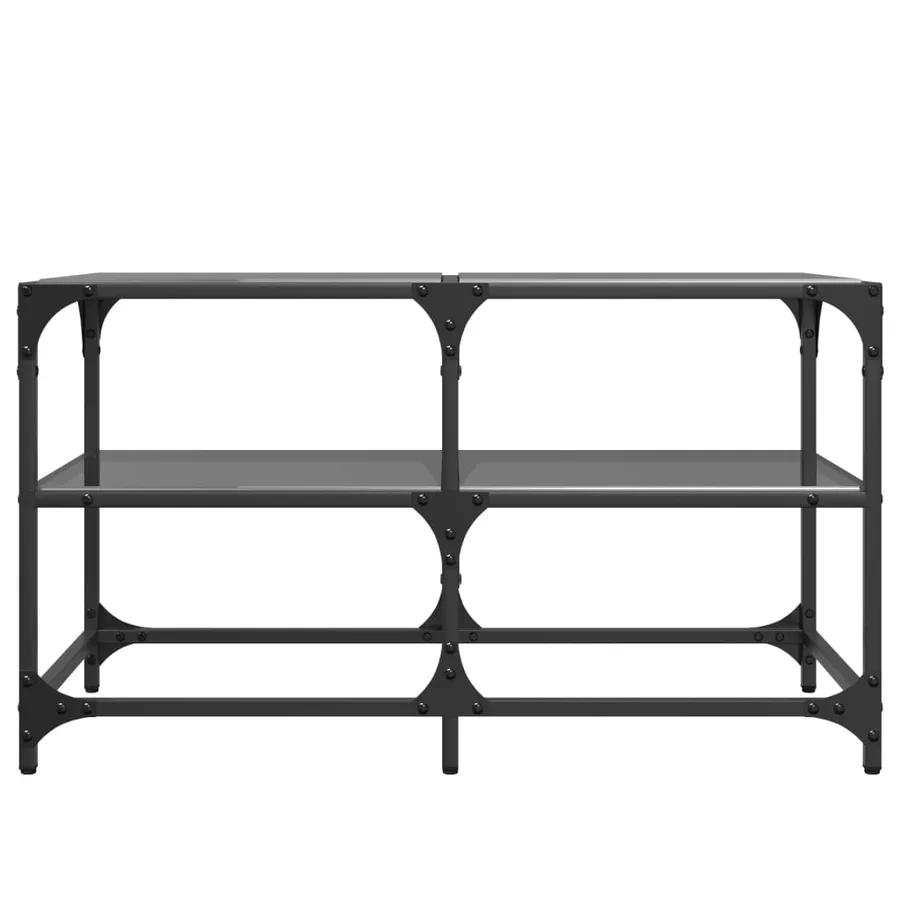 Table basse avec dessus en verre noir 78,5x40x45 cm acier - 4