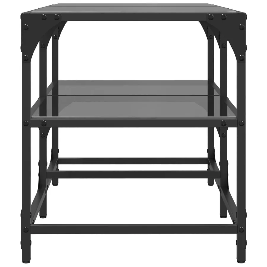 Table basse avec dessus en verre noir 78,5x40x45 cm acier - 5