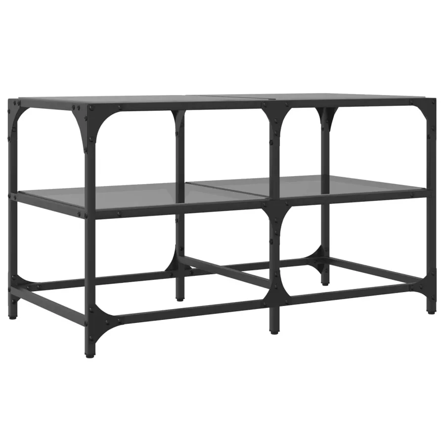 Table basse avec dessus en verre noir 78,5x40x45 cm acier - 6