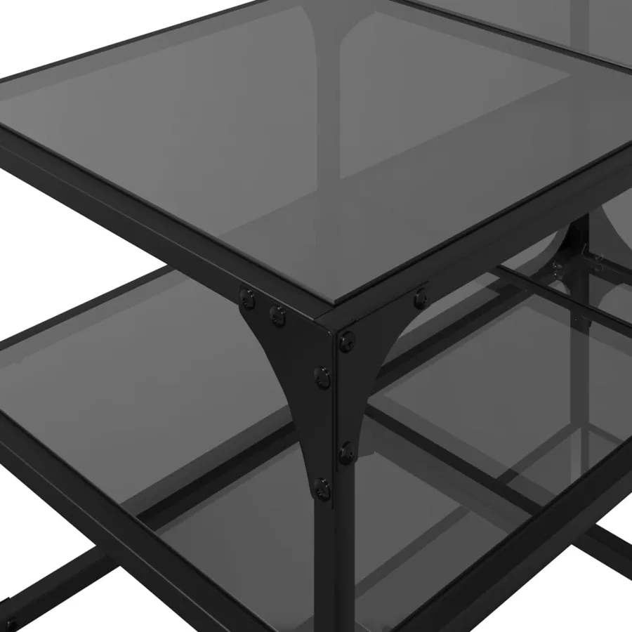 Table basse avec dessus en verre noir 78,5x40x45 cm acier - 8