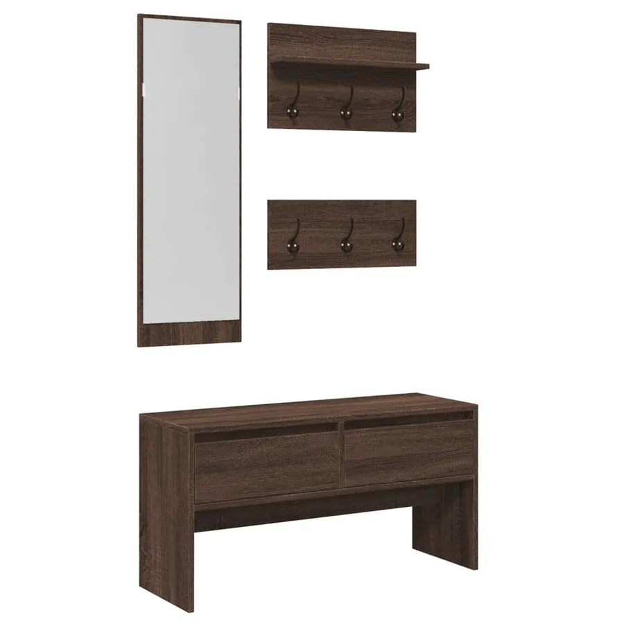 Ensemble de meubles de couloir 4 pcs chêne marron - 2