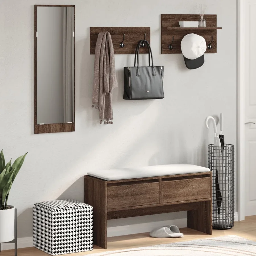 Ensemble de meubles de couloir 4 pcs chêne marron - 3