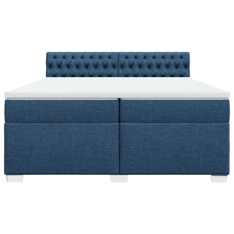 Sommier à lattes de lit avec matelas Bleu 200x200 cm Tissu - 4