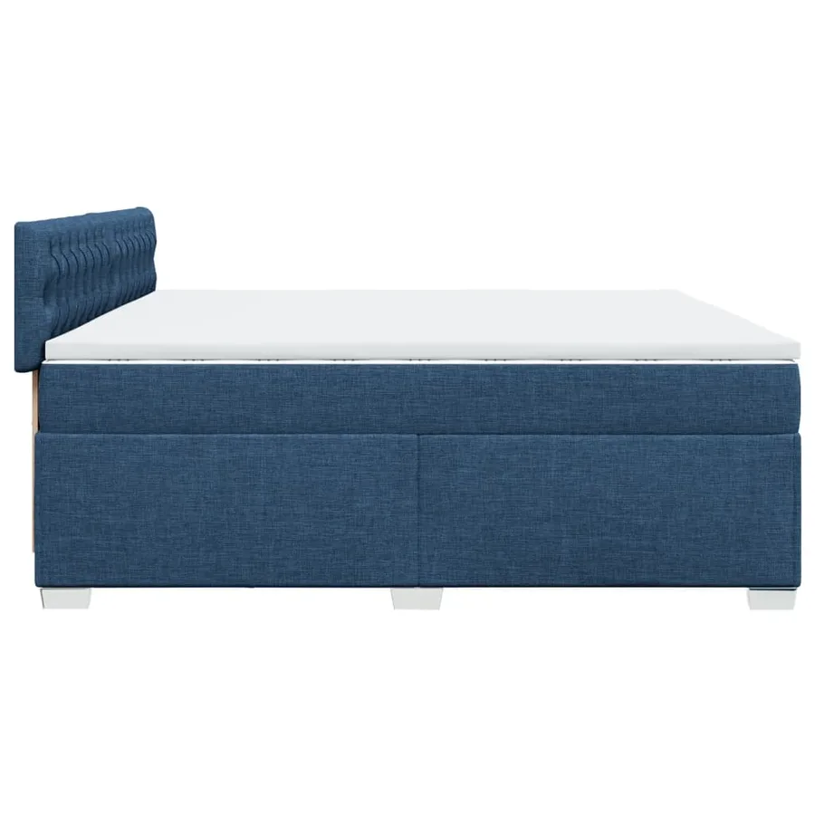 Sommier à lattes de lit avec matelas Bleu 200x200 cm Tissu - 9