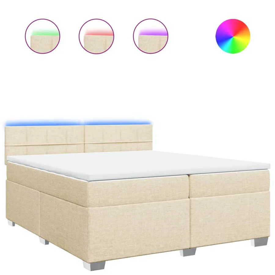Sommier à lattes de lit avec matelas Crème 200x200 cm Tissu - 2