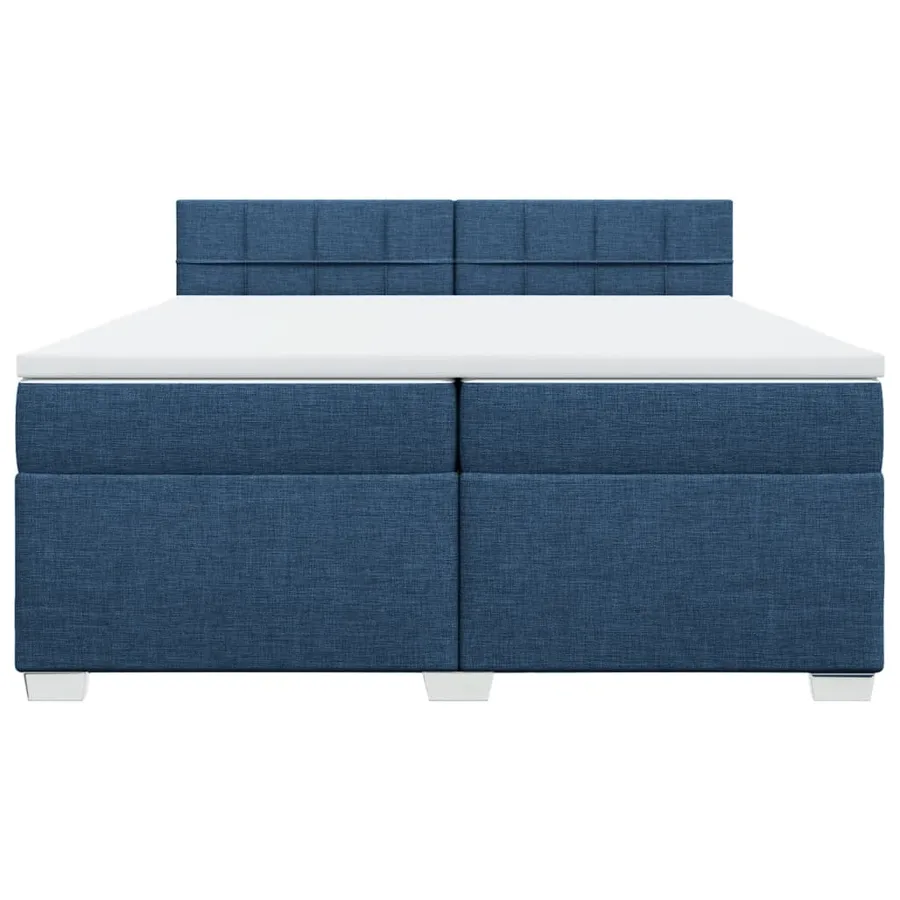 Sommier à lattes de lit avec matelas Bleu 200x200 cm Tissu - 4