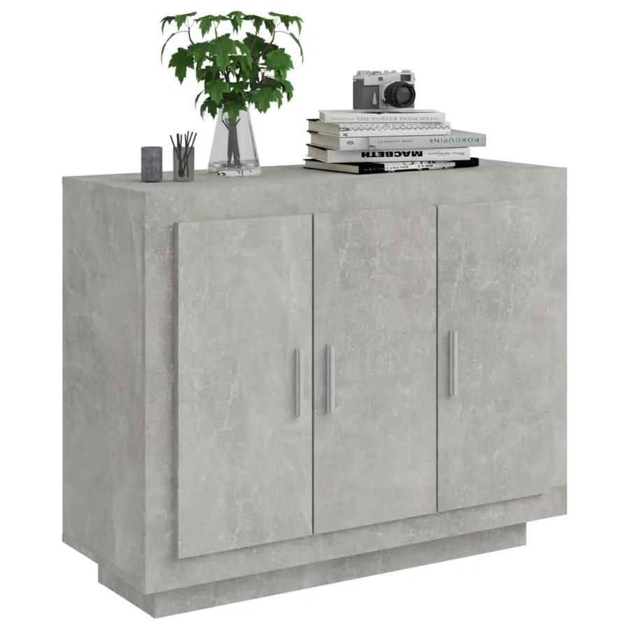Buffet Gris béton 92x35x75 cm Bois d'ingénierie - 4