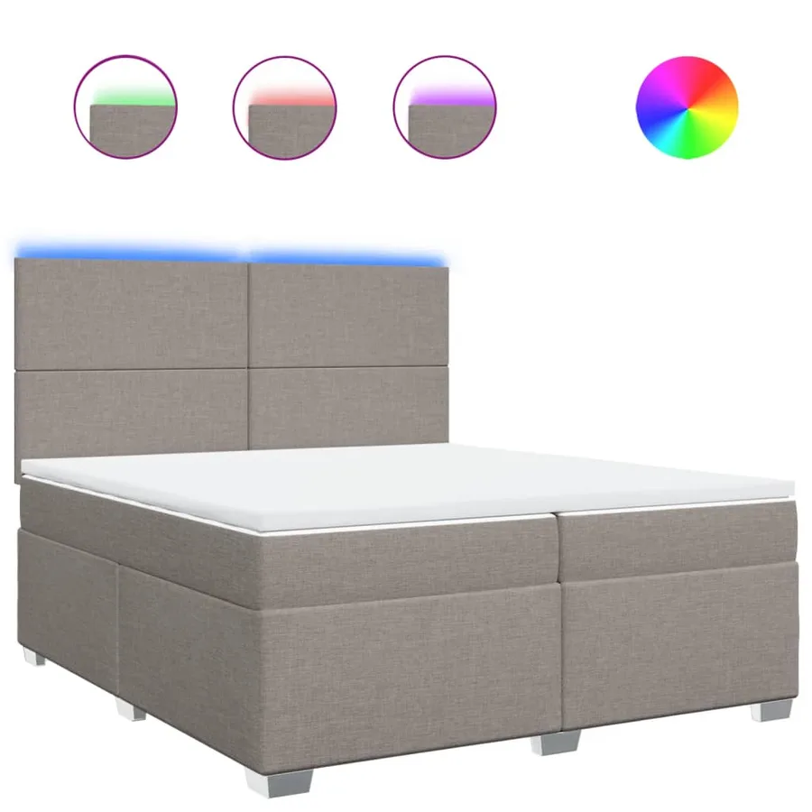Sommier à lattes de lit avec matelas Taupe 200x200 cm Tissu - 2