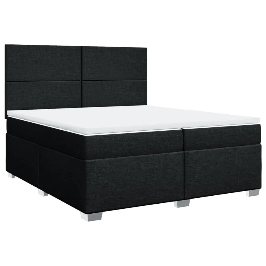 Sommier à lattes de lit avec matelas Noir 200x200 cm Tissu - 2