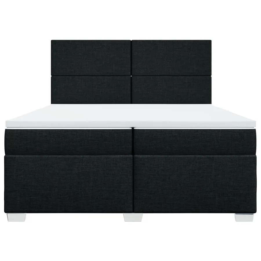 Sommier à lattes de lit avec matelas Noir 200x200 cm Tissu - 4