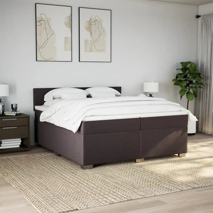 Sommier à lattes de lit avec matelas Marron foncé 200x200 cm - 4