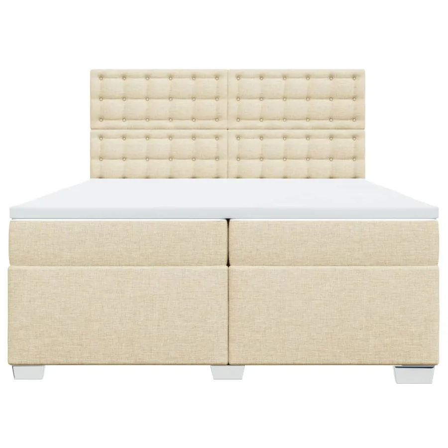 Sommier à lattes de lit avec matelas Crème 200x200 cm Tissu - 4