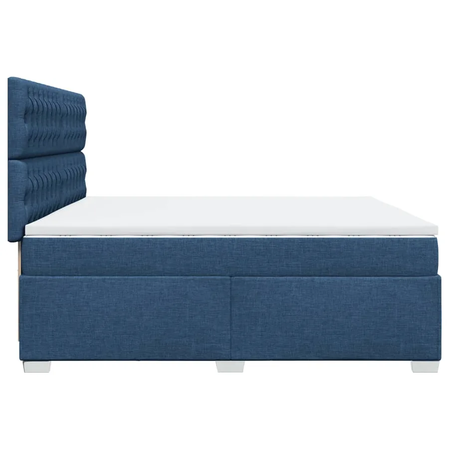 Sommier à lattes de lit avec matelas Bleu 200x200 cm Tissu - 11