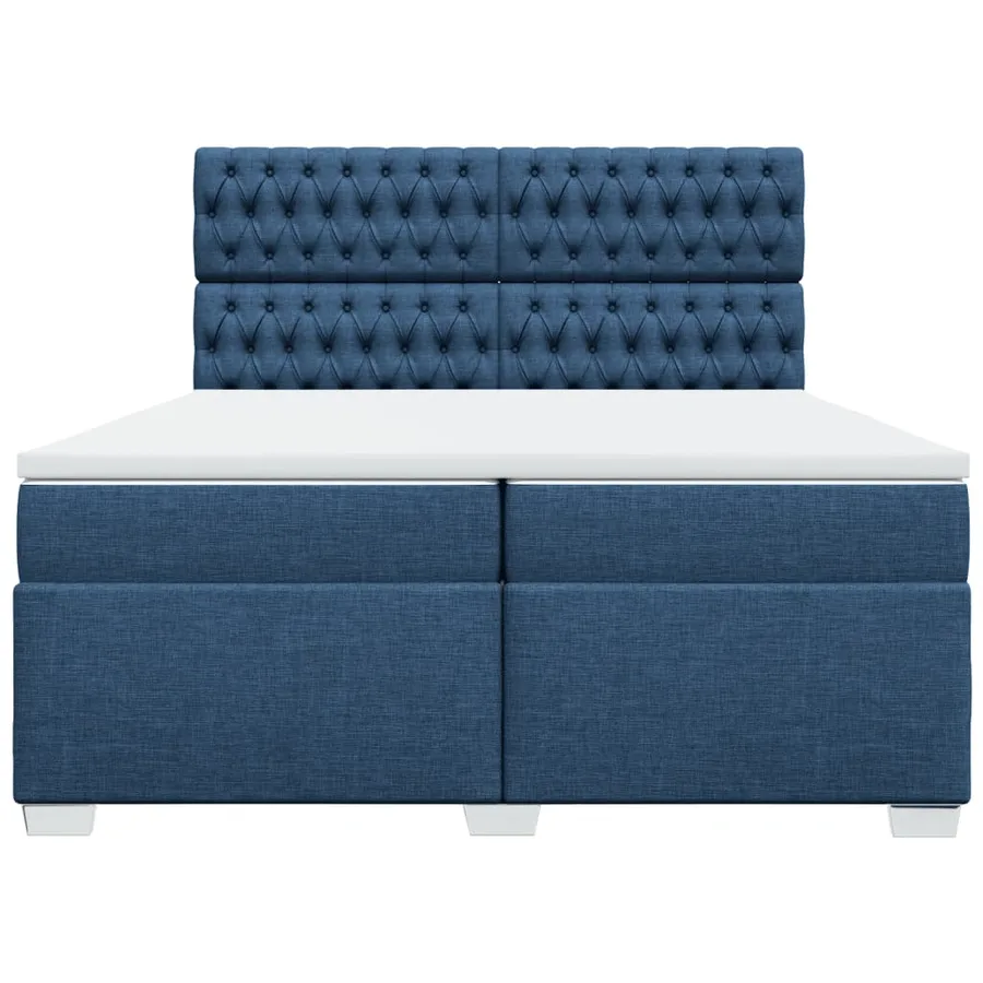 Sommier à lattes de lit avec matelas Bleu 200x200 cm Tissu - 6