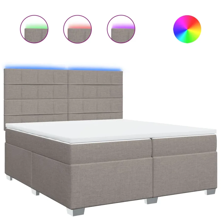 Sommier à lattes de lit avec matelas Taupe 200x200 cm Tissu - 2