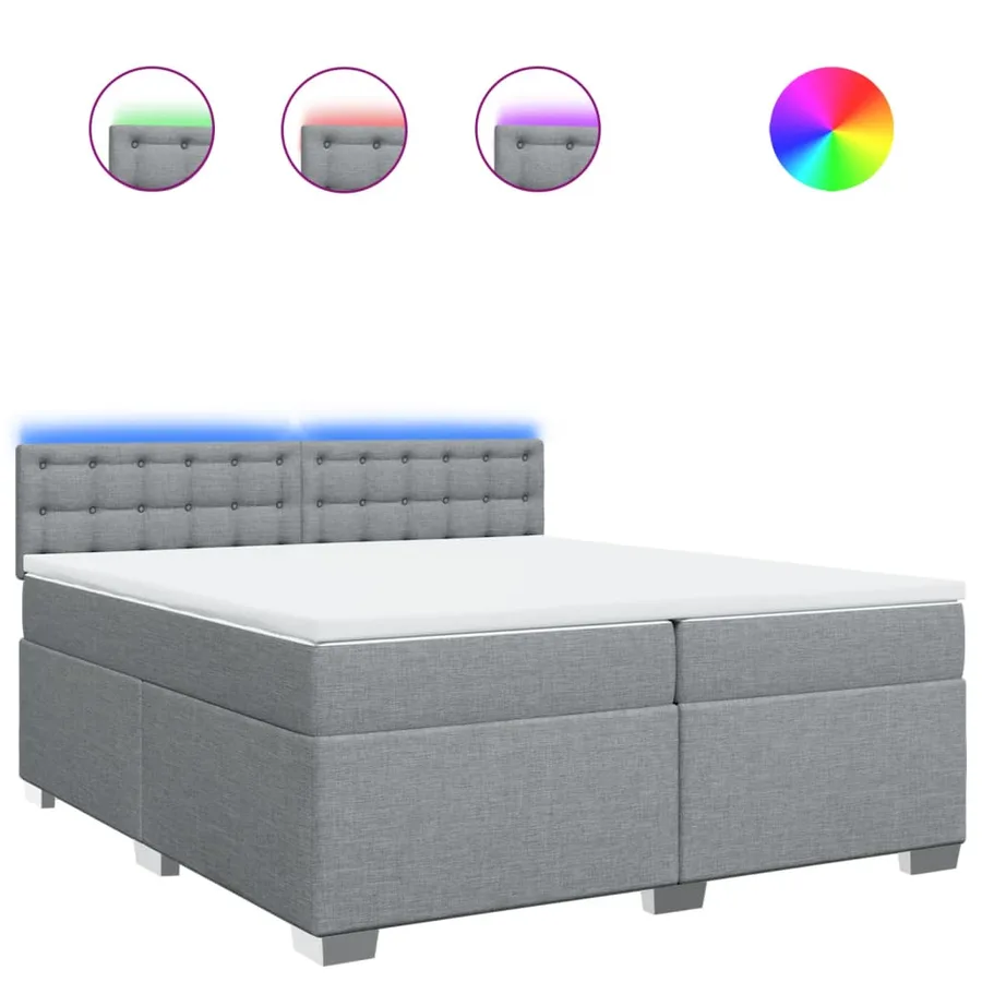 Sommier à lattes de lit avec matelas Gris clair 200x200cm Tissu - 2