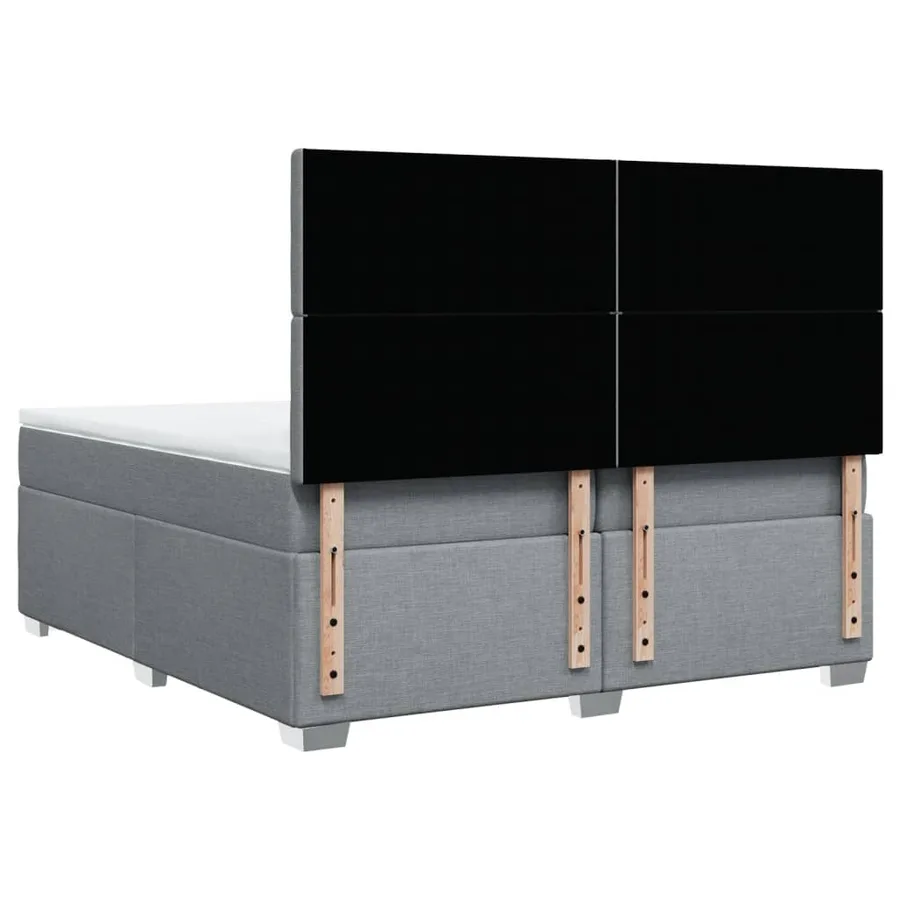 Sommier à lattes de lit avec matelas Gris clair 200x200cm Tissu - 10