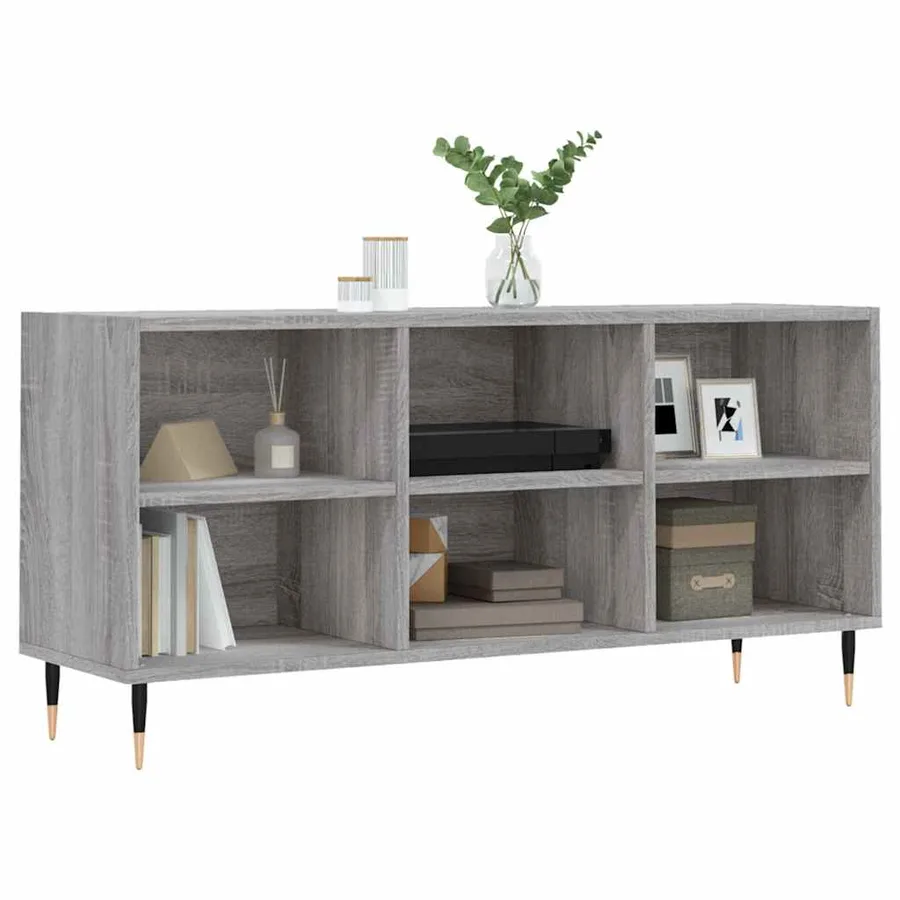 Meuble TV sonoma gris 103,5x30x50 cm bois d'ingénierie - 3